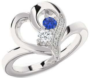 Diamond Platinum Heart Two Stone Promise Ring