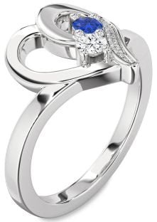 Diamond Platinum Heart Two Stone Promise Ring