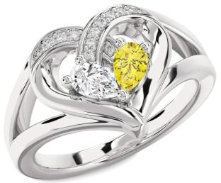 Diamond Platinum Heart Two Stone Promise Ring