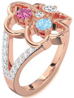 Diamond Rose Gold Shamrock Round Four Stone Mother's Ring