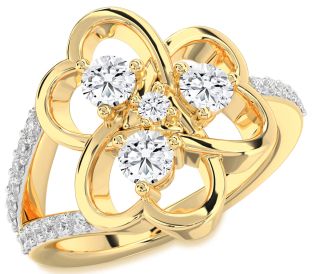 Diamond Gold Shamrock Round Four Stone Ring