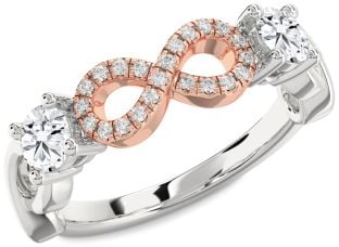 Diamond Platinum & Rose Gold Infinity Round Two Stone Ring