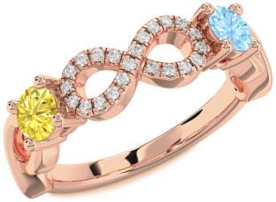 Diamond Rose Gold Infinity Round Two Stone Promise Ring