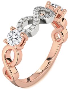 Diamond White Rose Gold Infinity Round Two Stone Ring