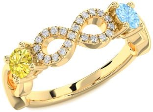 Diamond Gold Infinity Round Two Stone Promise Ring