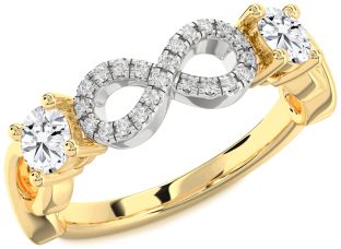 Diamond Platinum & Yellow Gold Infinity Round Two Stone Ring