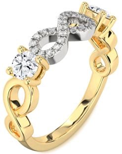 Diamond Platinum & Yellow Gold Infinity Round Two Stone Ring