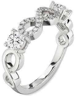 Diamond White Gold Infinity Round Two Stone Ring