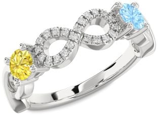 Diamond Platinum Infinity Round Two Stone Promise Ring