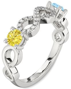 Diamond Platinum Infinity Round Two Stone Promise Ring