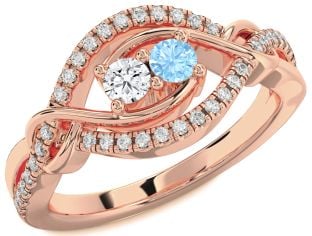 Diamond Rose Gold Round Two Stone Promise Ring