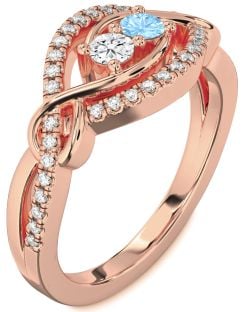 Diamond Rose Gold Round Two Stone Promise Ring