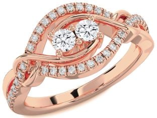 Diamond Rose Gold Round Two Stone Ring