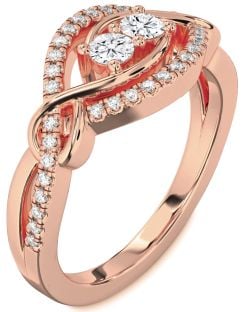 Diamond Rose Gold Round Two Stone Ring