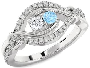 Diamond Platinum Round Two Stone Promise Ring