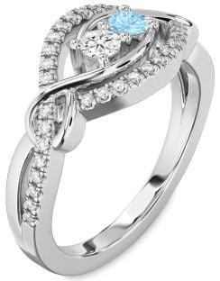 Diamond Platinum Round Two Stone Promise Ring