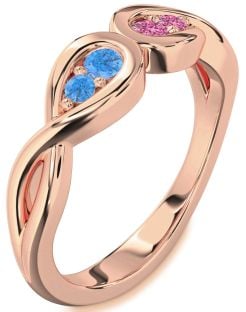 Rose Gold Infinity Round Two Stone Promise Ring