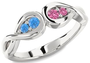 Platinum Infinity Round Two Stone Promise Ring