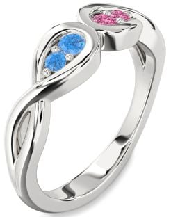 Platinum Infinity Round Two Stone Promise Ring