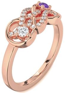 Diamond Rose Gold Infinity Round Two Stone Promise Ring