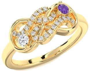 Diamond Gold Infinity Round Two Stone Promise Ring