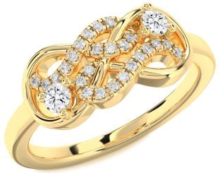 Diamond Gold Infinity Round Two Stone Ring