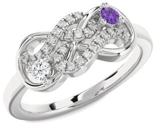 Diamond Platinum Infinity Round Two Stone Promise Ring