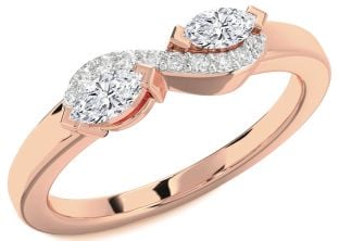 Diamond Rose Gold Marquise Two Stone Ring