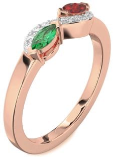 Diamond Rose Gold Marquise Two Stone Promise Ring