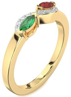 Diamond Gold Marquise Two Stone Promise Ring