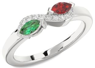 Diamond Platinum Marquise Two Stone Promise Ring