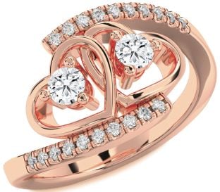 Diamond Rose Gold Heart Two Stone Ring