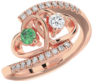 Diamond Rose Gold Heart Two Stone Promise Ring