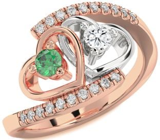 Diamond White Rose Gold Heart Two Stone Promise Ring