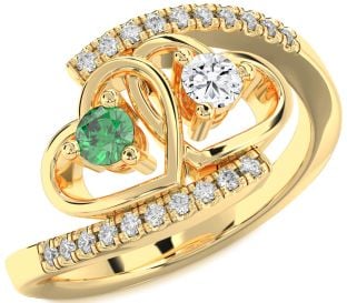 Diamond Gold Heart Two Stone Promise Ring