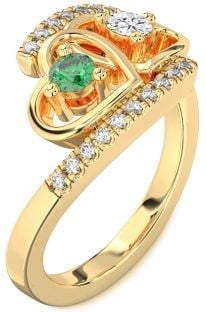 Diamond Gold Heart Two Stone Promise Ring