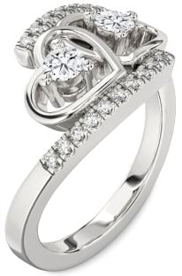 Diamond White Gold Heart Two Stone Ring