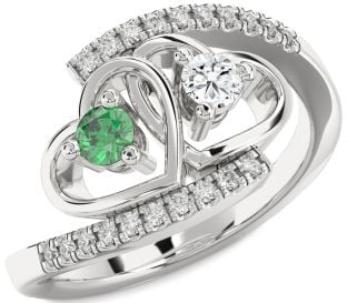 Diamond Platinum Heart Two Stone Promise Ring