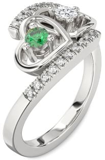 Diamond Platinum Heart Two Stone Promise Ring