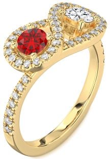 Diamond Gold Infinity Round Two Stone Pave Promise Ring