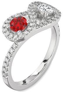 Diamond Platinum Infinity Round Two Stone Pave Promise Ring