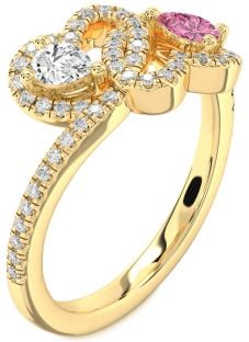 Diamond Gold Heart Two Stone Pave Promise Ring