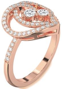 Diamond Rose Gold Heart Two Stone Ring