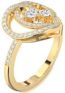 Diamond Gold Heart Two Stone Ring