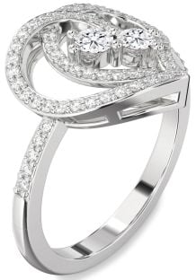Diamond White Gold Heart Two Stone Ring
