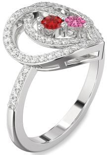 Diamond Platinum Heart Two Stone Promise Ring