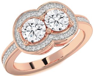 Diamond Rose Gold Infinity Round Two Stone Ring