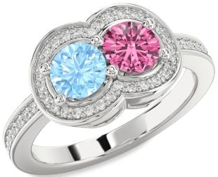 Diamond Platinum Infinity Round Two Stone Promise Ring