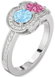 Diamond Platinum Infinity Round Two Stone Promise Ring
