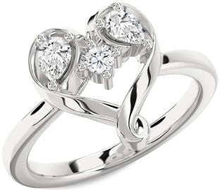 Diamond White Gold Heart Three Stone Ring
